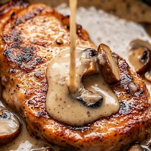 Creamy Garlic Mushroom Pork Chops Recipe (Digital Download)