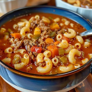 Beef Macaroni Soup Recipe: Hearty Hamburger Soup (Download)