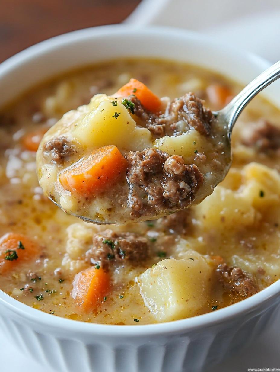 Cheesy Hamburger Potato Soup Recipe: Hearty Comfort Food (Digital Download)