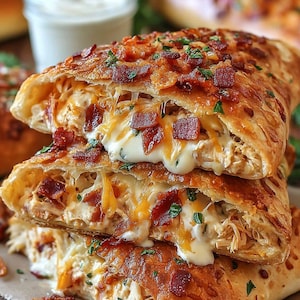BEST RECIPE For Cheesy Chicken Bacon Flatbread Recipe PDF, Stuffed Chicken Wrap, Easy Dinner Idea, Viral TikTok Food Download.