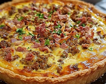 BEST RECIPE For Homemade Savory Meat And Cheese Quiche Recipe Download.