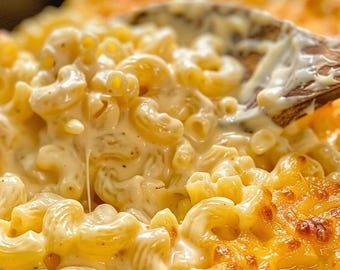 Creamy Baked Mac and Cheese Recipe: Cheddar Gouda Parmesan (Digital Download)