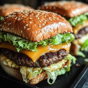 EASY RECIPE For Big Mac Style Burger Recipes :Fast Homemade Burger  (Printable PDF)