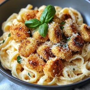 Crispy Chicken Alfredo Pasta Recipe: Instant Download