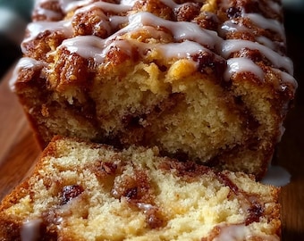 RICETTA FACILE per il plumcake alla cannella / pane dolce con glassa alla vaniglia (modello PDF)