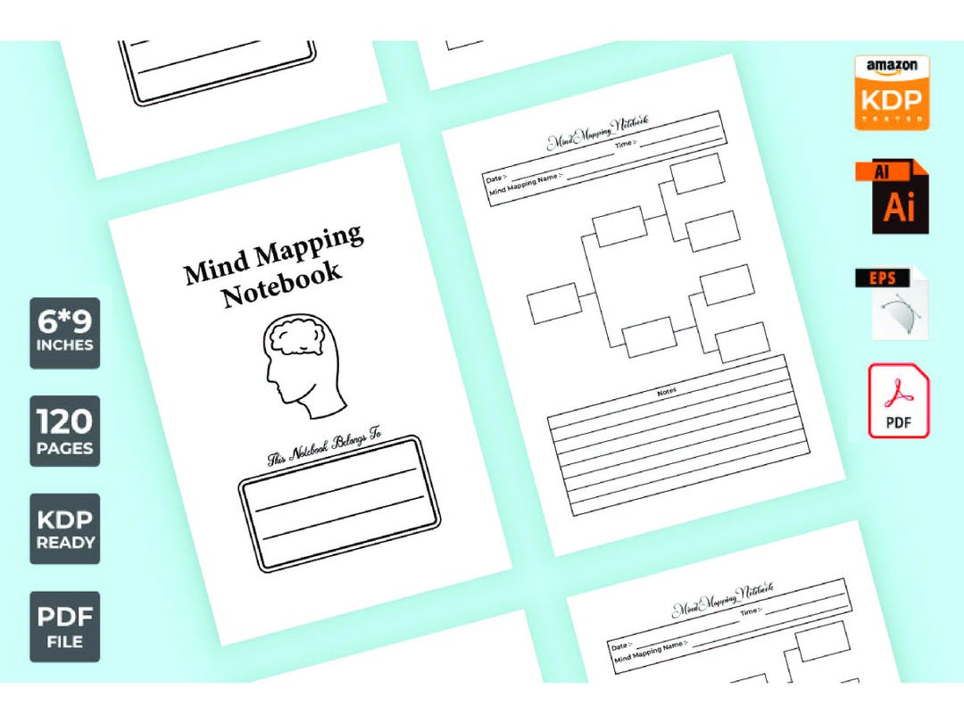 Printable Mind Mapping Notebook , 6×9 PDF, No-bleed KDP Interior ...