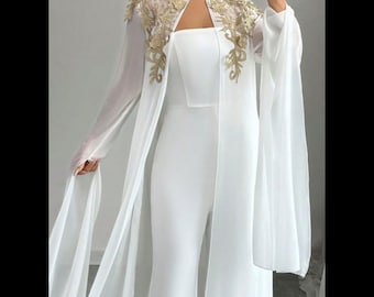 Gold Lace Trim Jumpsuit Set – Women’s 2 Piece Luxury Resort Dinner Outfit ,Travel Fashion