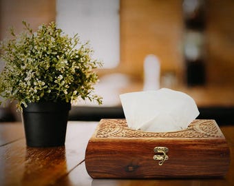 Handmade Wooden Tissue Box Cover: Decorative Wood Decor