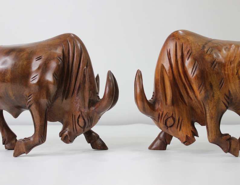 Handcrafted Wooden Bull, wood decorer Bull, Statue image 3