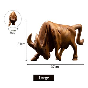 Handcrafted Wooden Bull, wood decorer Bull, Statue image 8