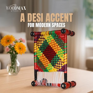Wooden Miniature Handwoven Charpai / Manji | Colorful Wooden Mini Bed | Handmade Sindhi Tribal Home Décor | Ethnic Desi Room Furniture