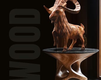 Handcrafted Wooden Markhor, wood decorer
