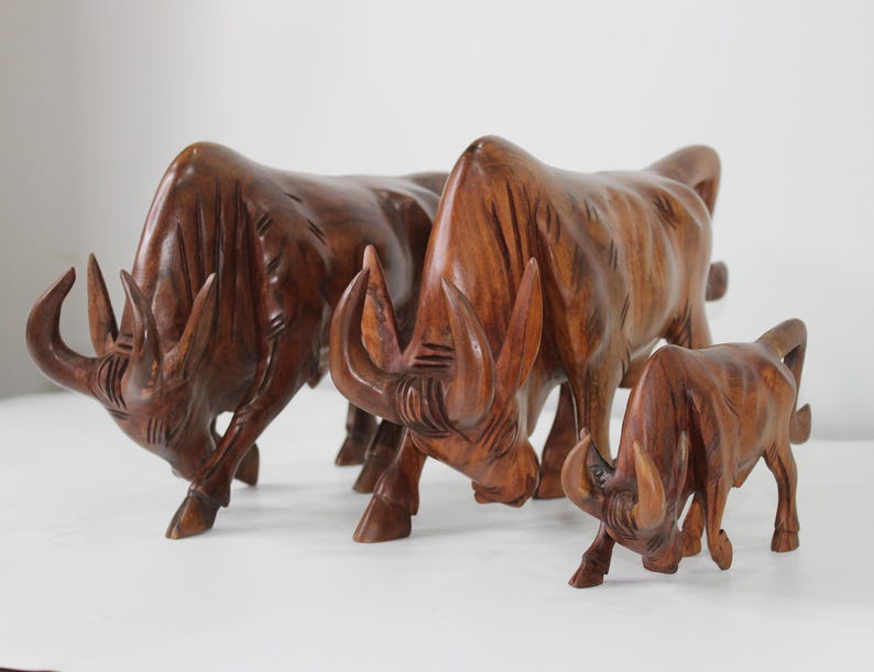 Handcrafted Wooden Bull, wood decorer Bull, Statue image 4