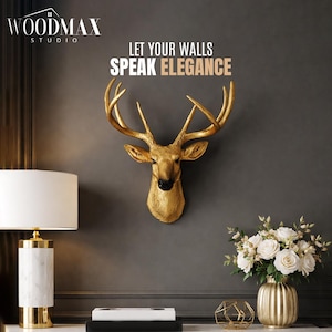 Gold Deer Head Wall Mount Decor, Modern Resin Animal Head Decoration
