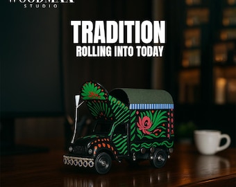 Hand Painted Wooden Toy Truck: Rustic Nursery Decor