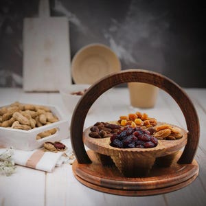 Handgemaakte houten droogfruitmand, handgemaakte opvouwbare houten mand - Veelzijdige snack-, fruit- en groentemand