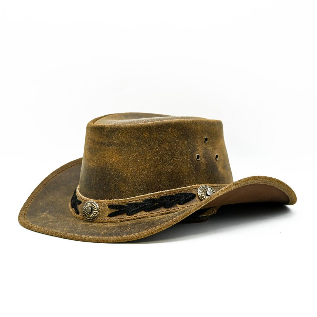 Genuine Leather Suede Cowboy Hat - Western Hats for Men and 