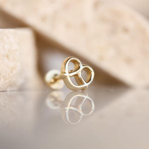 14K Solid Gold Pretzel Piercing - Minimalist Cartilage Earring