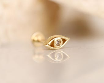 jewellerybox Petit piercing en argent sterling plaqué or CZ 8mm Helix