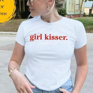 Lesbian Pride Baby Tee, Funny Girl Kisser Tank, LGBTQ Shirt, Feminist Pride Party Crop Tank, Lesbian Pride Gift for Her, Pride Month Shirt