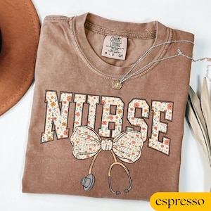 Comfort Colors® Nurse Floral Shirt, Toile Nurse Shirt, RN Shirt, Nurse Graduation Gift, Nurse Week Shirt, Nurse Appreciation, Gift For Nurse