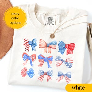 Comfort Colors® 4th Of July Usa Bow Shirt, Coquette America Bow Tee, Patriotic Coquette T-shirt, Women&#39;s Patriotic Sweatshirt, Usa Flag Tee