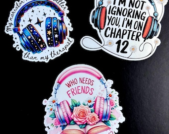 Audio Book Lover Waterproof Sticker Set