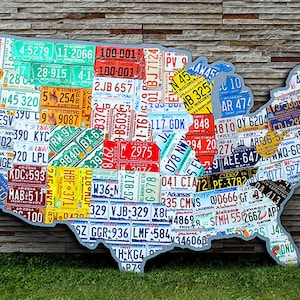 HUGE United States License Plate Map - 10 Feet Wide - USA Vintage Travel Novelty Artwork