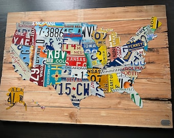 In-Stock Pallet Wood Special Edition License Plate Map of USA