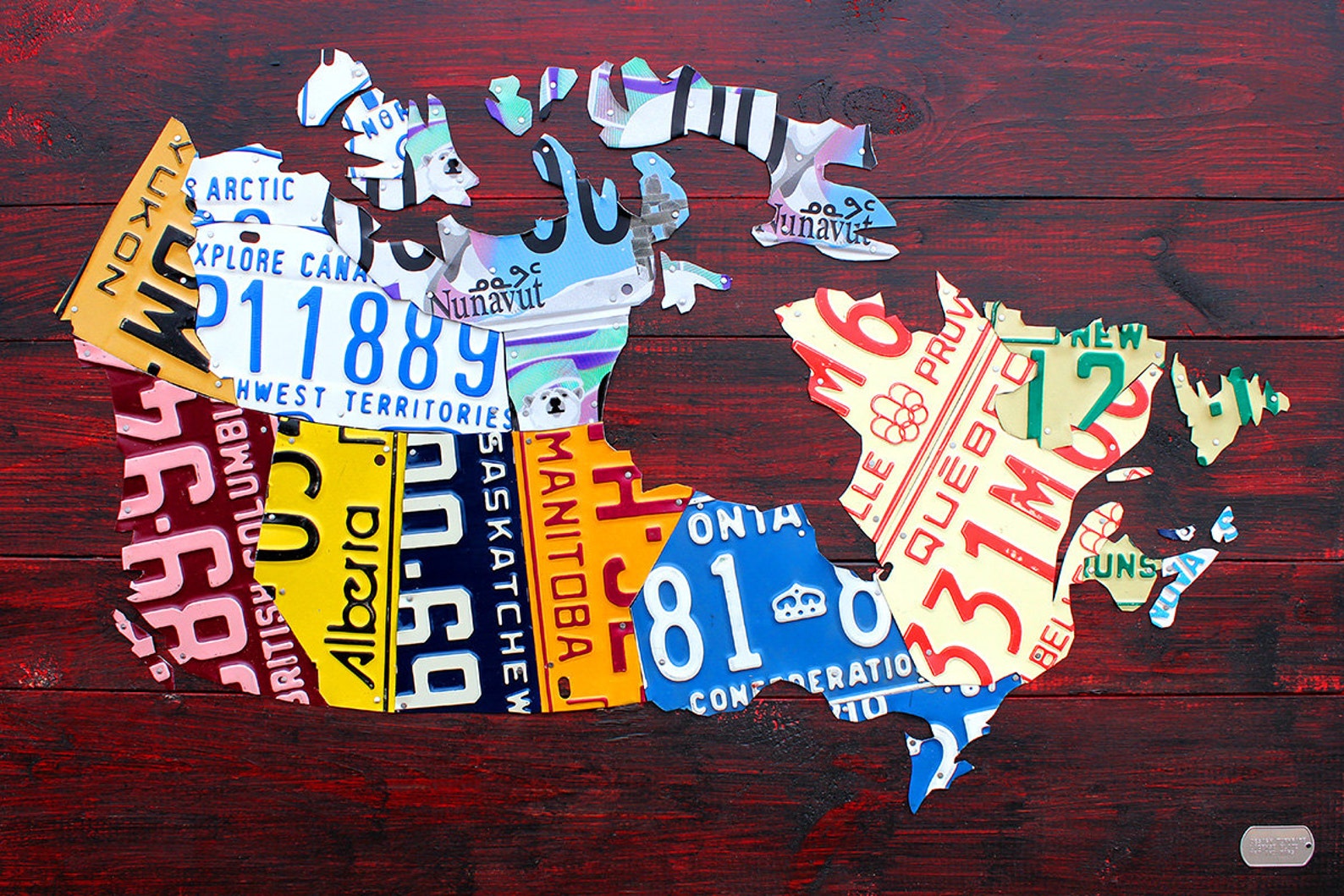 Medium License Plate Map of Canada 36 x 24 Etsy