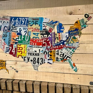LICENSE PLATE MAP OF THE US UNITED STATES USA TRAVEL oil paintings