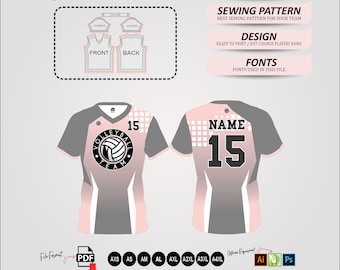 Men’s Volleyball Jersey Sewing Pattern • Short Sleeve PDF Template • Sublimation Design Pack