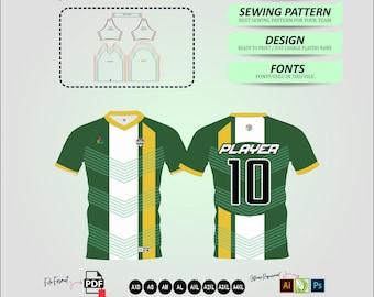 Men Raglan Soccer Jersey Sewing Pattern Digital Download Sportswear Template Sublimation