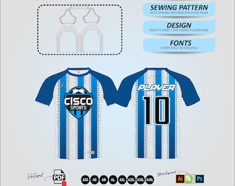 Men’s Raglan Soccer Jersey Sewing Pattern PDF | Full Team Uniform XS–4XL