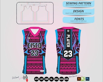 Basketball Jersey Pattern V Neck, Adult Sewing Template, Sublimation Uniform Design