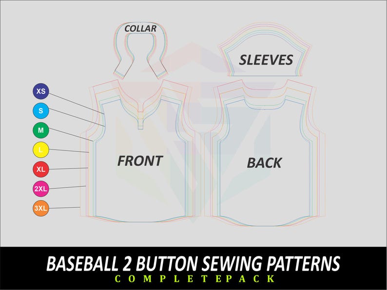 Baseball Jersey Sewing Pattern 2 Button PDF Template   Free Mockup