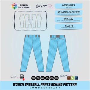 Women’s Baseball Pants Sewing Pattern PDF | Athletic Bottom Template XS–2XL