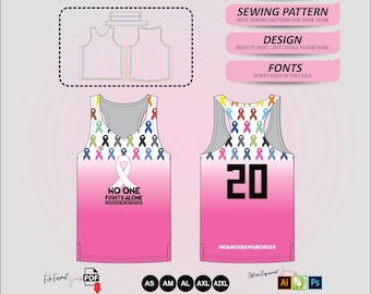 Patrón de costura para camiseta de baloncesto sin mangas con dobladillo con muescas (PDF) / Camiseta deportiva digital