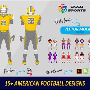 15+ American Football Uniform Vector Mockups | PDF Template for Sportswear Designers