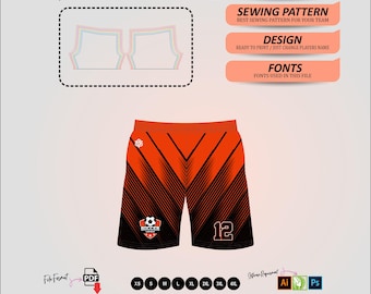 Men’s Soccer Shorts Sewing Pattern – Digital PDF + Mockup Templates – Sportswear DIY