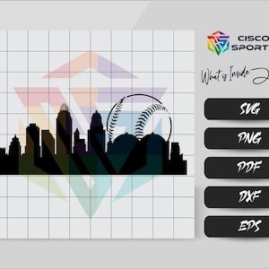 Cincinnati Skyline Baseball SVG, City Silhouette PNG, Sports Sublimation Design