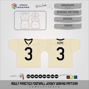 football jersey dress pattern American Football Jersey Sewing Pattern PDF Mockup & Sublimation Design XS-3XL