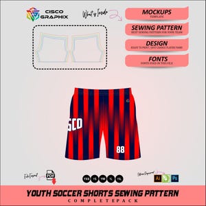 Molde para Shorts de Futebol Juvenil – PDF Digital + Modelos de Protótipo – Faça Você Mesmo