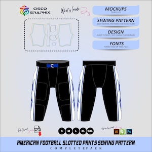 American Football Slotted Pants Sewing Pattern • PDF Design & Mockup Template
