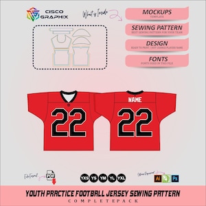 Youth Football Jersey Sewing Pattern • PDF Mockup & Design Template