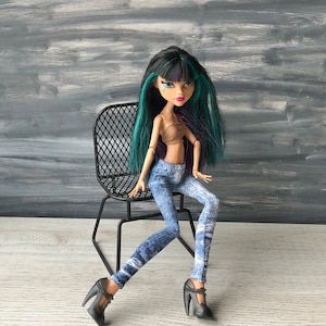 Leggings for dolls, Jeans look leggings for Monster dolls, blue doll pants