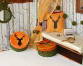 Roombox for MH EAH dolls, Woodland modern cabin,  Scale 1:6 Diorama, Travel doll roombox, deer box, deer pillow, felt acorn, Free shipping