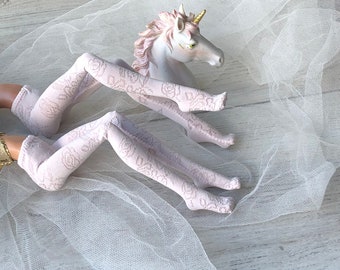 Soft pink lace tights for dolls fashion, dolls pantyhose stockings