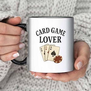 Card Game Lover Mug - Poker Night Gift, Playing Cards Coffee Cup, Game Lover Drinkware, Casino Style Mug