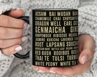 Tea Lover's Mug: 50 Teas A-Z, Unique Kitchen Decor